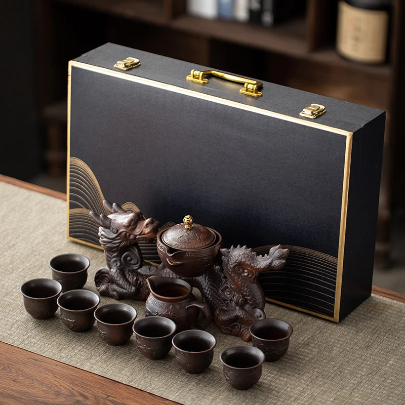 Creative Chinese Kung Fu Tea Set - Semi-Automatic Dragon Teapot