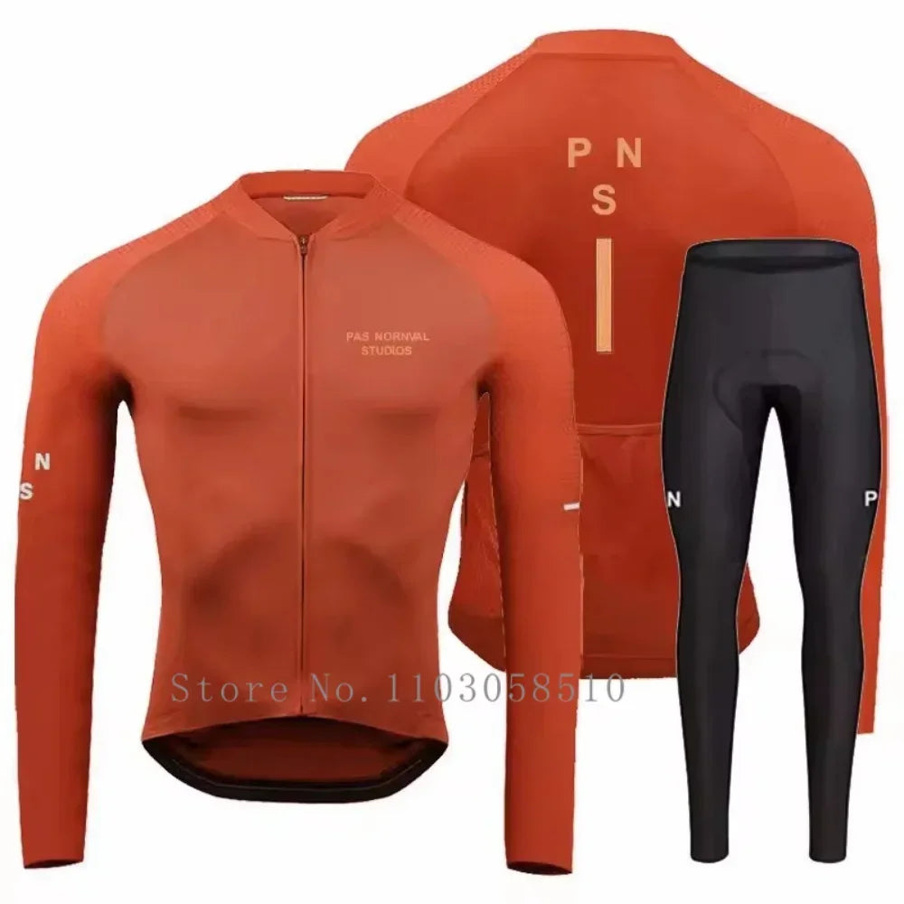 PRO Team Men's Breathable Long Sleeve Cycling Jersey & Bib Pants Set