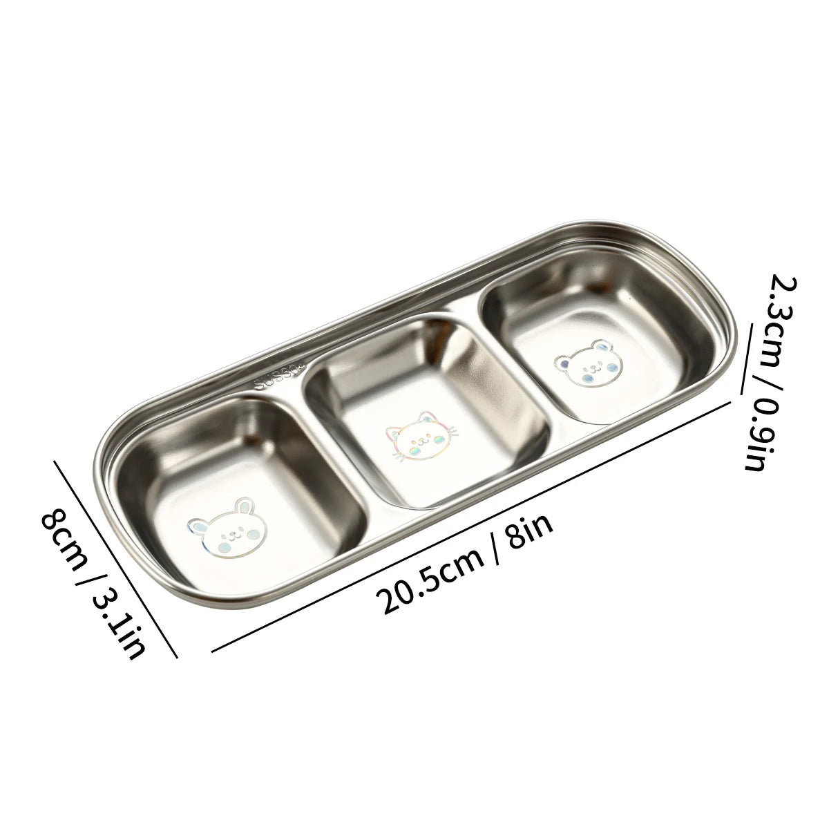 2/3/4 Grids Stainless Steel Divided Seasoning Plate