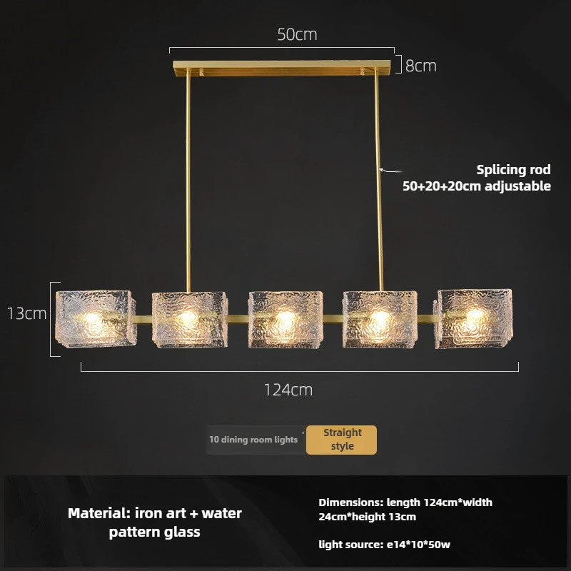 Elegant E14 Chandelier - Luxurious Copper & Textured Glass Design