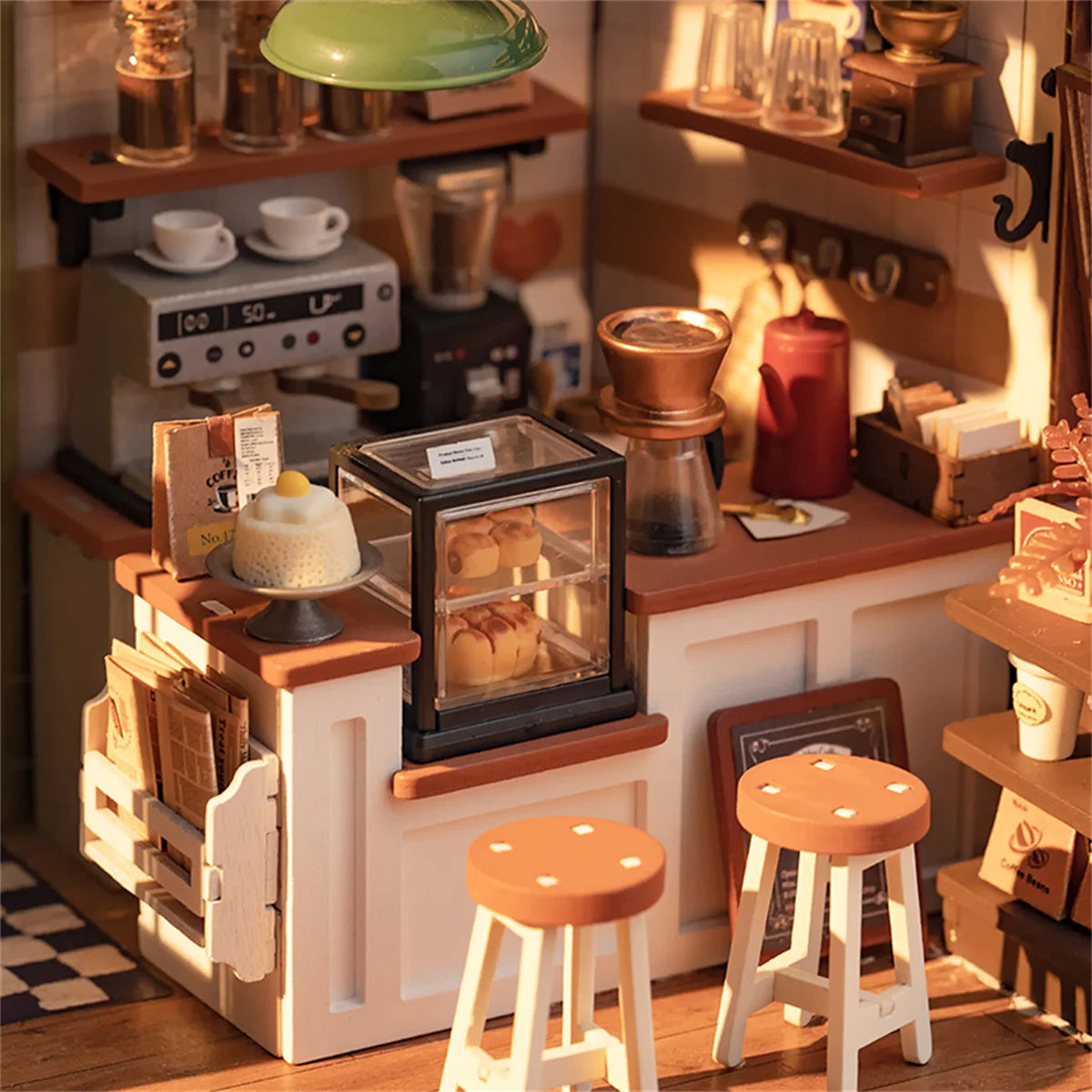 Robotime 3D Puzzle Miniature Dollhouse Kit - Cafe DIY Craft Gift