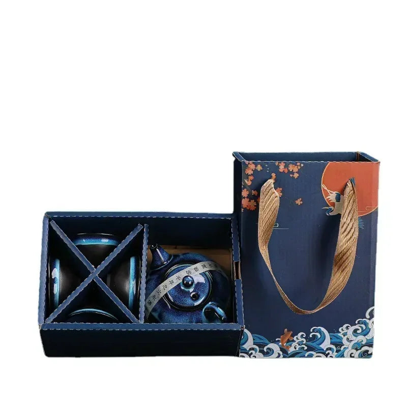 Elegant Handmade Ceramic Tea Set - Teapot & 4 Cups for Kungfu Tea