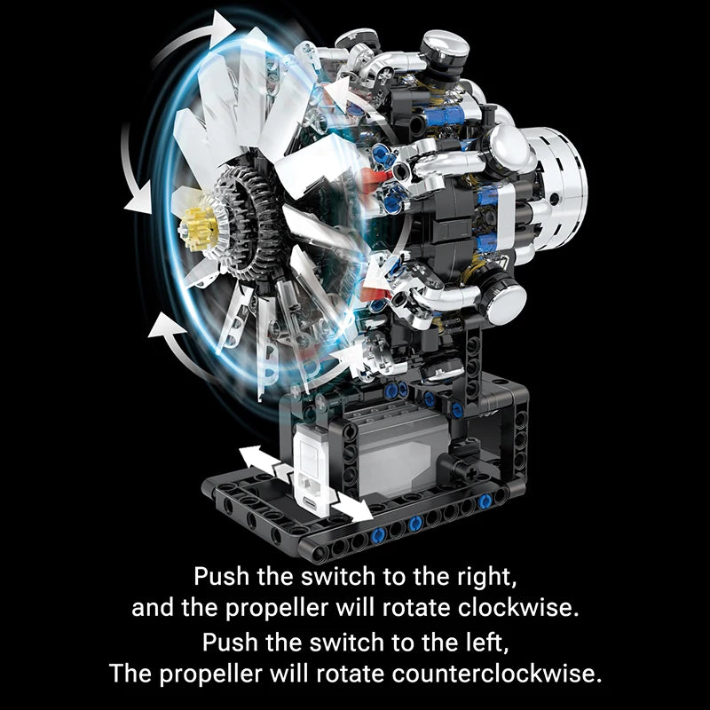 Motorized V8 Engine Building Blocks Model - STEM Educational Toy