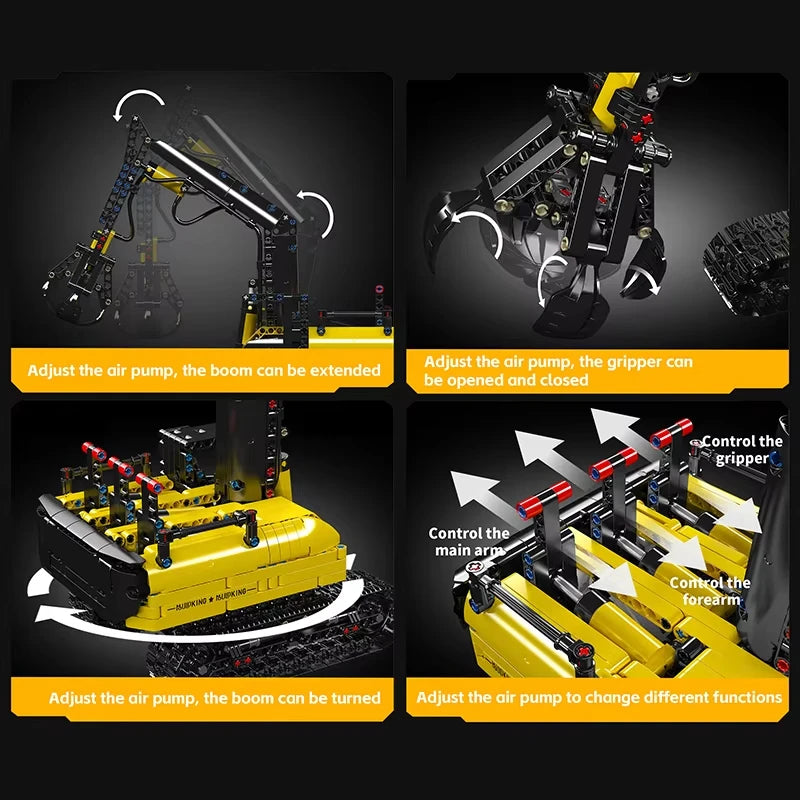 866Pcs Hydraulic Log Grapple Crawler Excavator Building Block Set