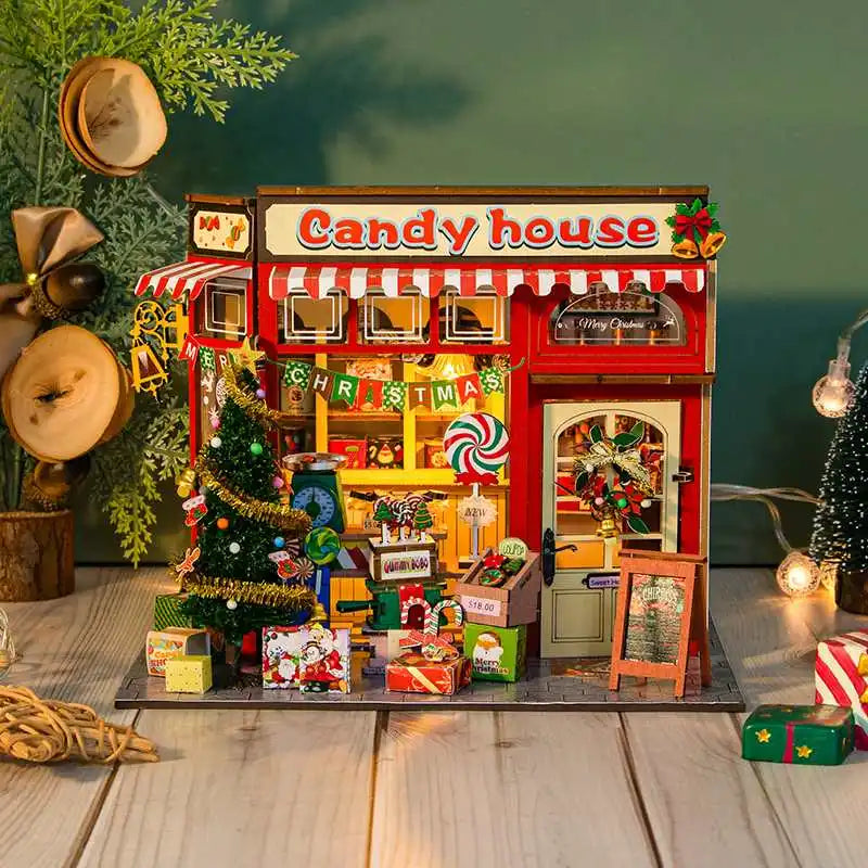 DIY Christmas Candy House Wooden Cottage Kit - Fun 3D Puzzle Model