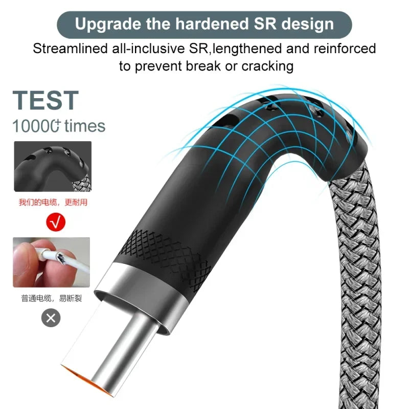 6A USB Type-C Fast Charge Cable - Quick Charging for iPhone & Android