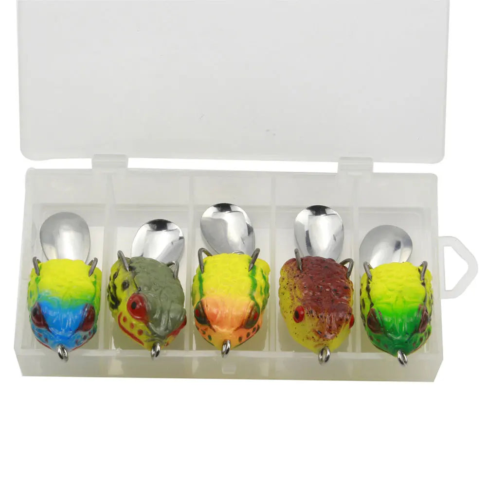 5pcs Mini Bionic Frog Soft Bait with Double Hook - Lifelike Fishing Lure