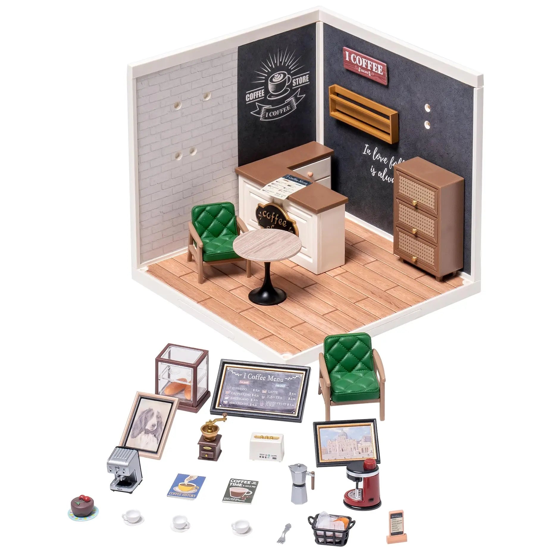 Robotime DIY Miniature Cafe & Energy Supply Store Building Set