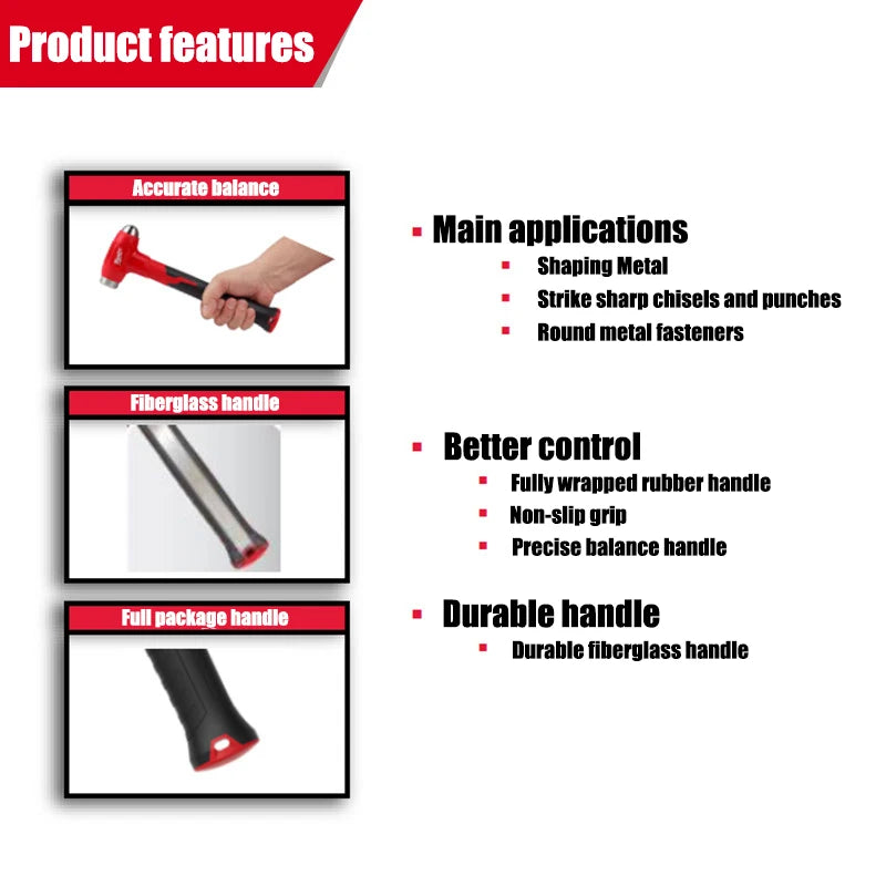 Milwaukee 1 lb Rebound Hammer - Shock-Absorbing Metal Head Tool