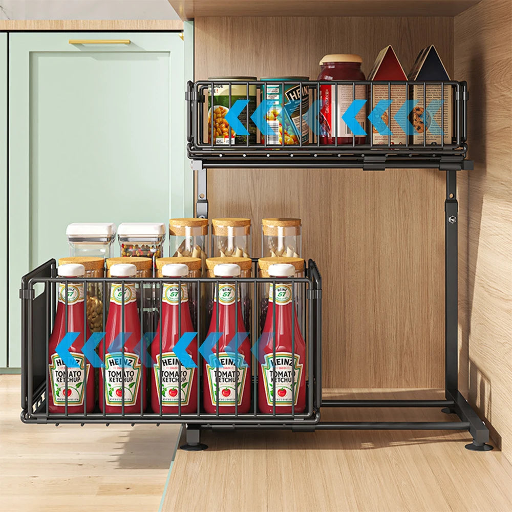 Adjustable 2-Tier Cabinet Organizer - Maximize Storage & Accessibility
