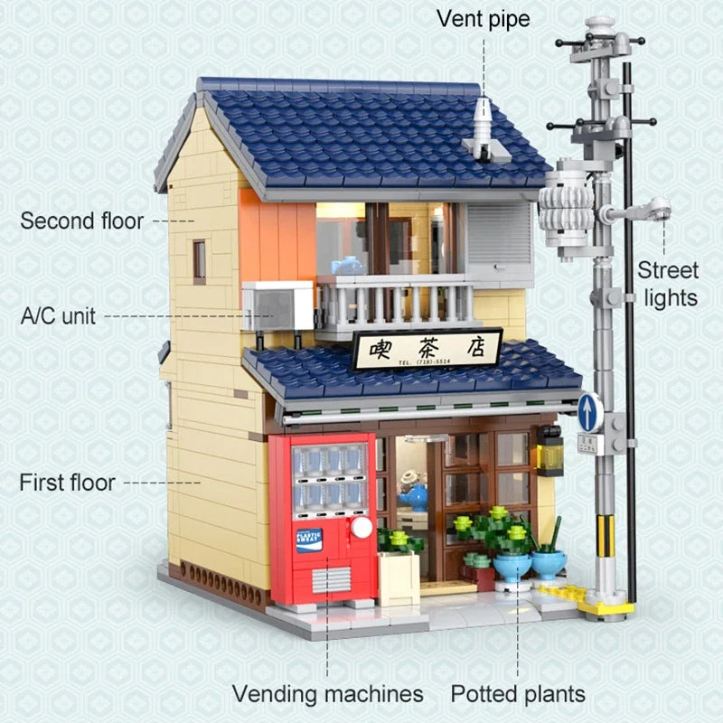 LED Japanese Tea Shop Building Blocks - Creative Architecture Toy Set