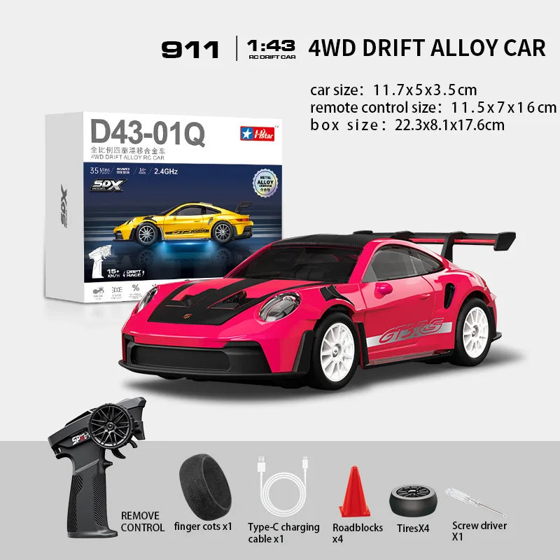 Macro Star D43 RC Drift Car - Eye-Catching Luminous 1:43 Alloy Model