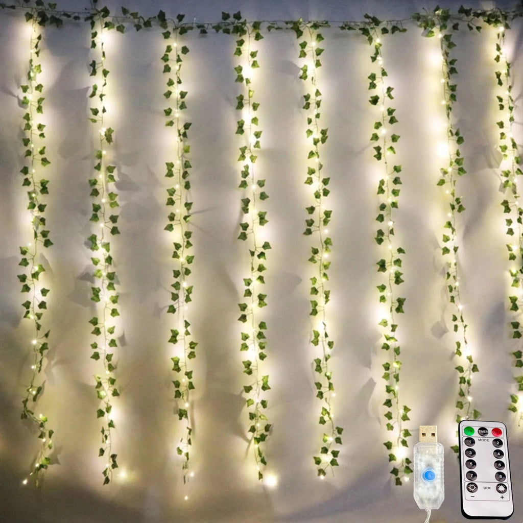 USB Maple Leaf Curtain Lights – Elegant Ivy Garland for Décor