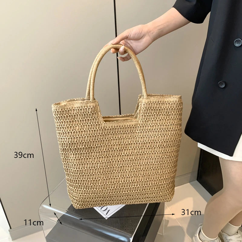 Handmade Straw Woven Shoulder Bag - Perfect for Beach & Travel