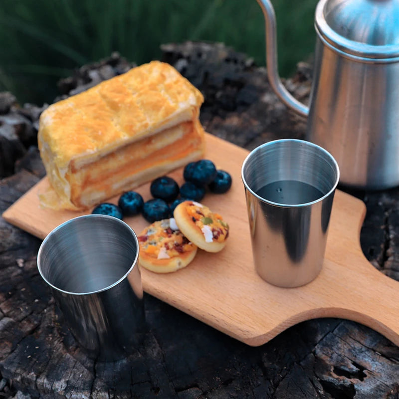 4Pcs Outdoor Stainless Steel Cups - Perfect for Hiking & Camping