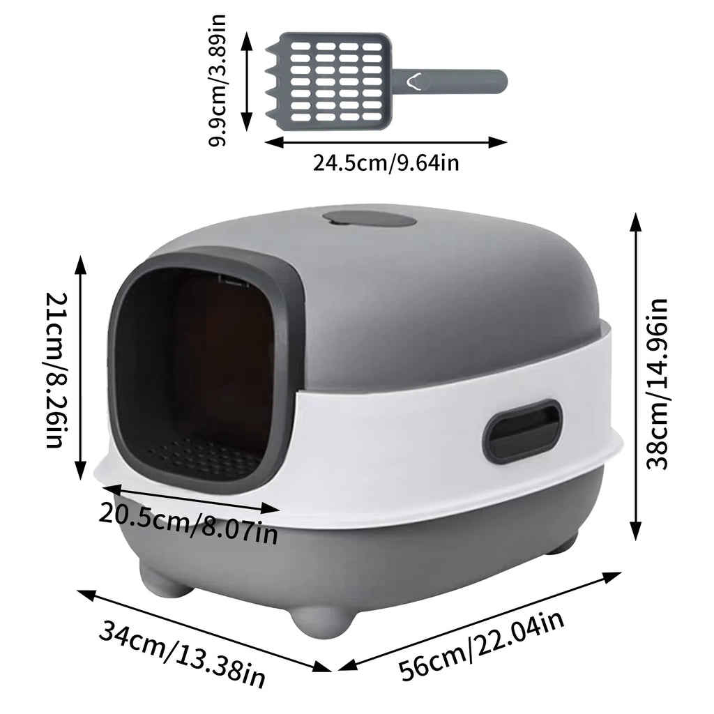 Hooded Cat Litter Box with Scoop - Easy Clean for Kittens & Small Cats