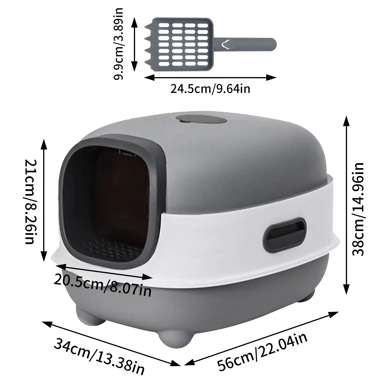 Hooded Cat Litter Box with Scoop - Easy Clean for Kittens & Small Cats