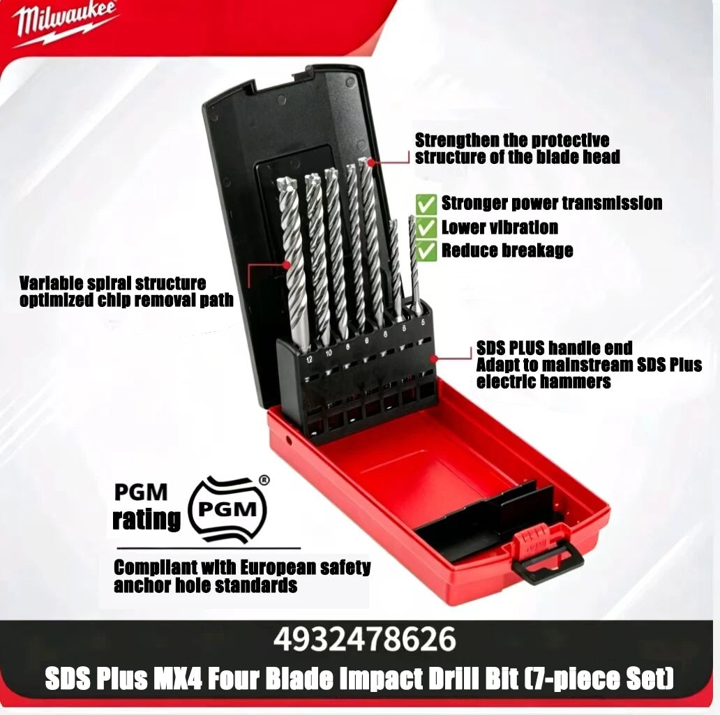 Milwaukee 7-Piece Carbide Drill Bit Set for Concrete & Masonry