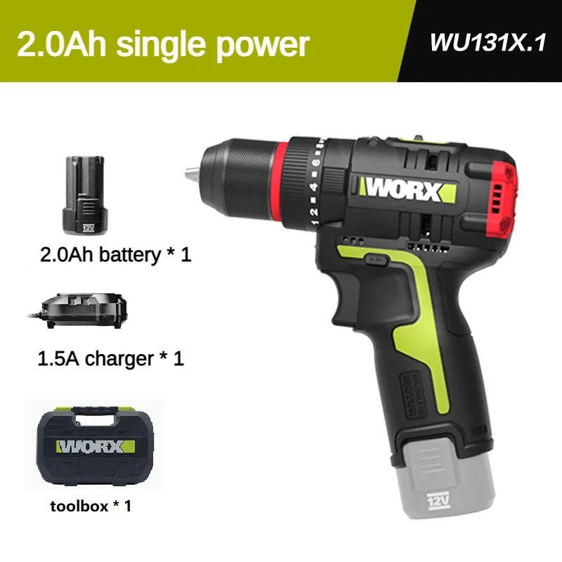 WORX WU131X Cordless Impact Drill - 40Nm Brushless Motor, 12V