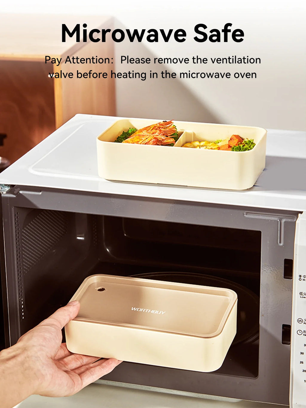 WORTHBUY Double-Layer Leak-Proof Bento Box with Tableware