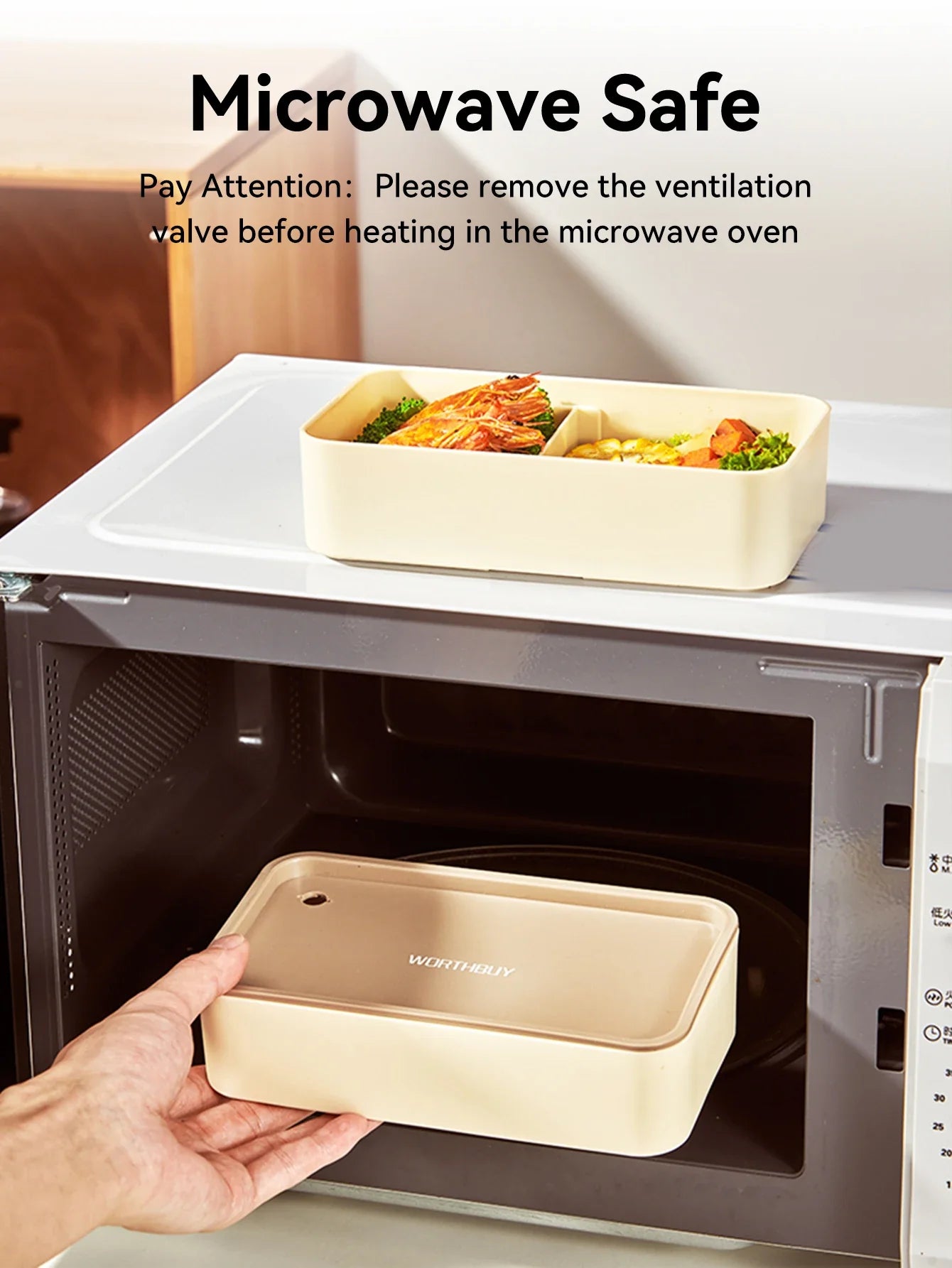 WORTHBUY Double-Layer Leak-Proof Bento Box with Tableware