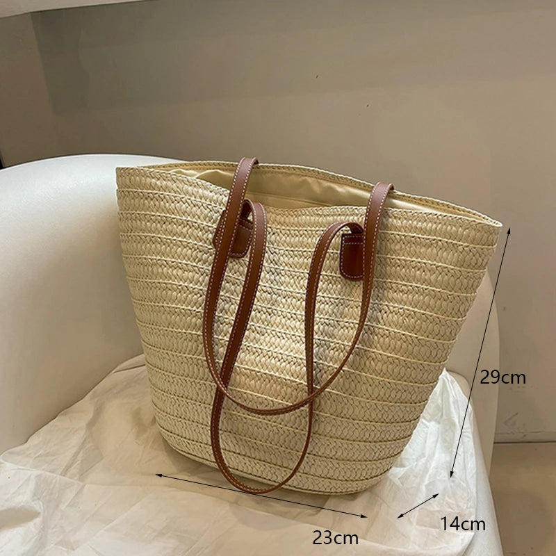 Handmade Straw Woven Shoulder Bag - Perfect for Beach & Travel
