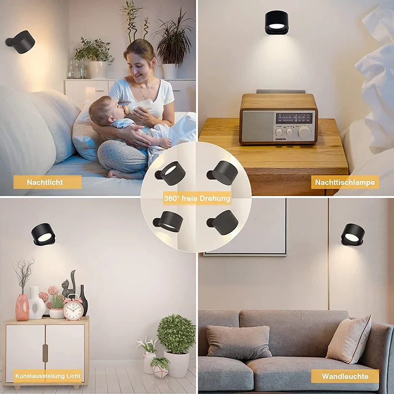 Magnetic Touch Rechargeable Wall Lamp with Remote & Dimmable Lighting