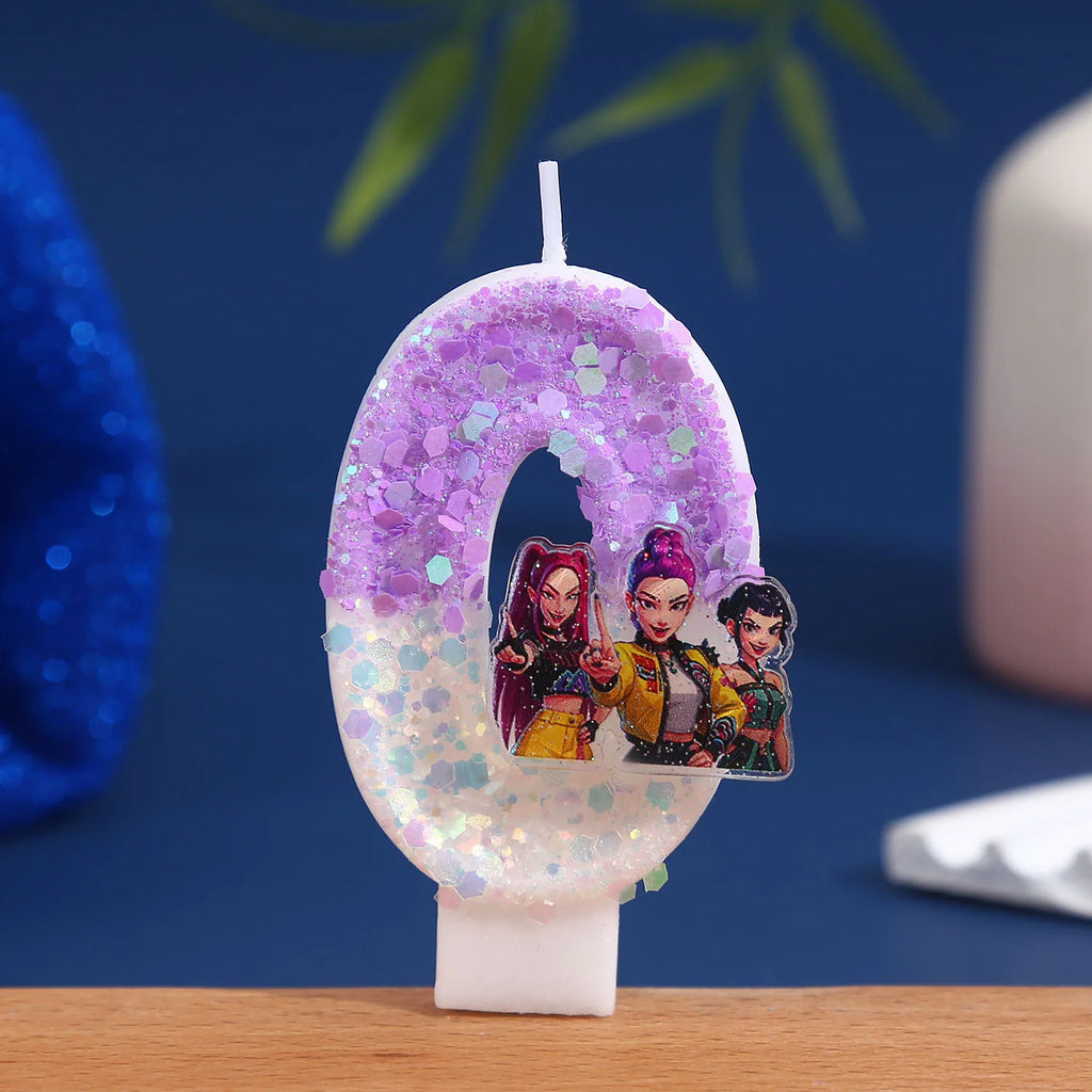 Purple Glitter Birthday Number Candle - Creative Cake Decoration