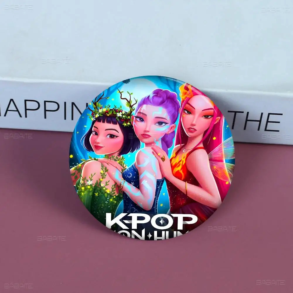 K-Pop Demon Hunters Anime Pin Button | Cute Cartoon Brooch Jewelry