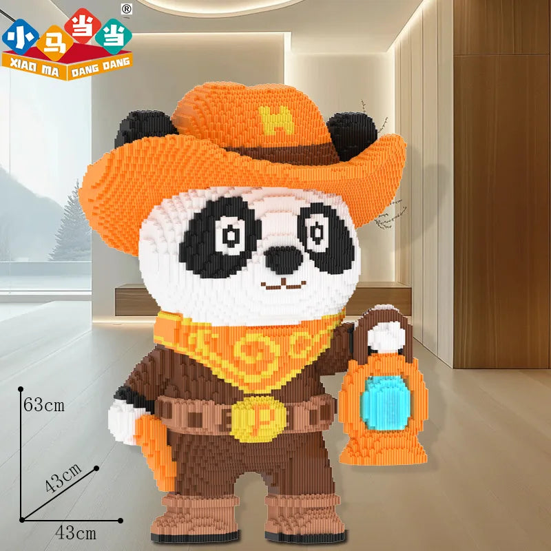 Cowboy Camouflage Panda Building Blocks - Fun 3D Puzzle Toy