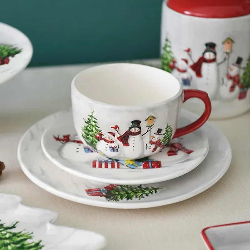 Adorable Christmas Snowman Ceramic Dish Set - Perfect Holiday Decor