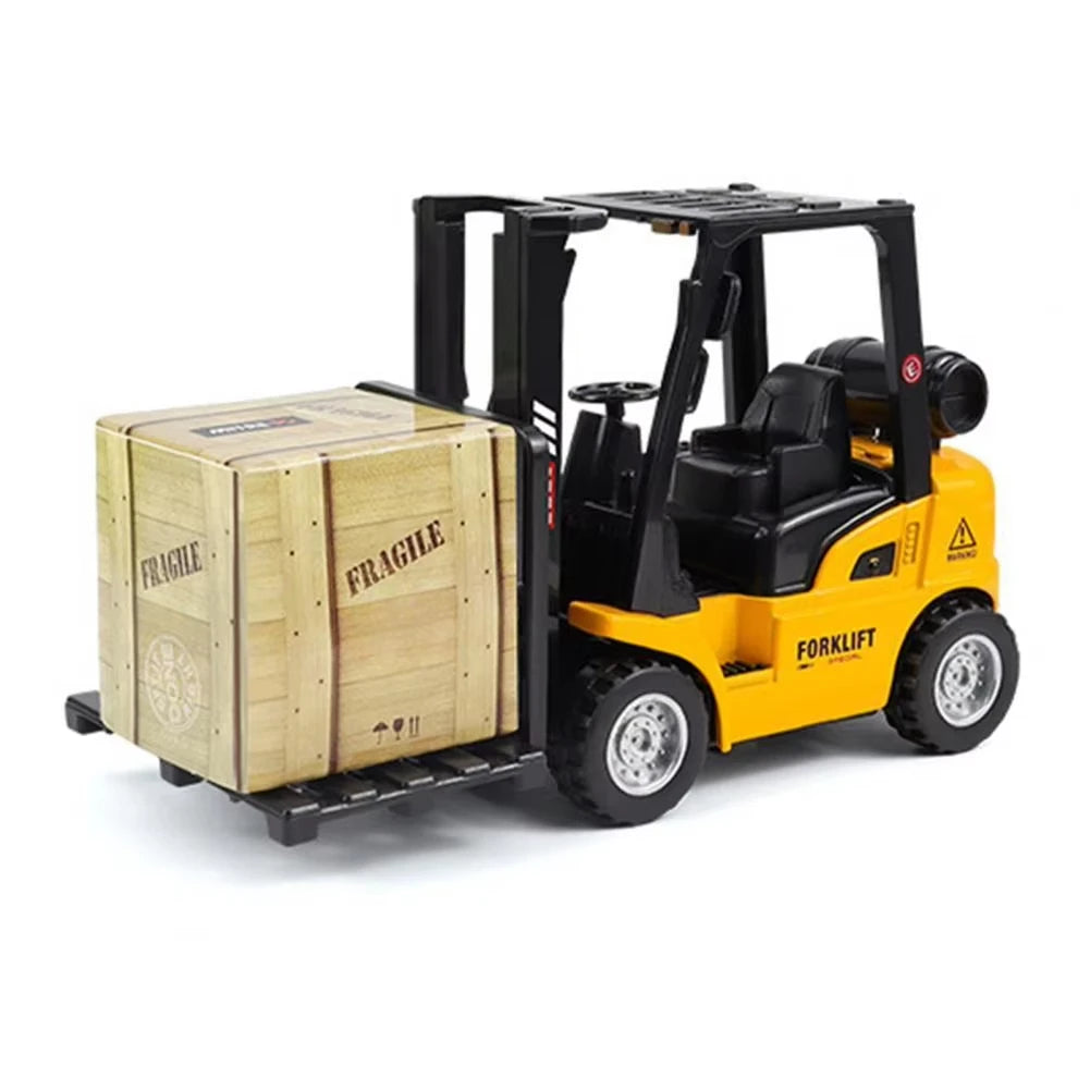 Durable Alloy Pull-Back Forklift Toy Truck with Pallet & Cargo