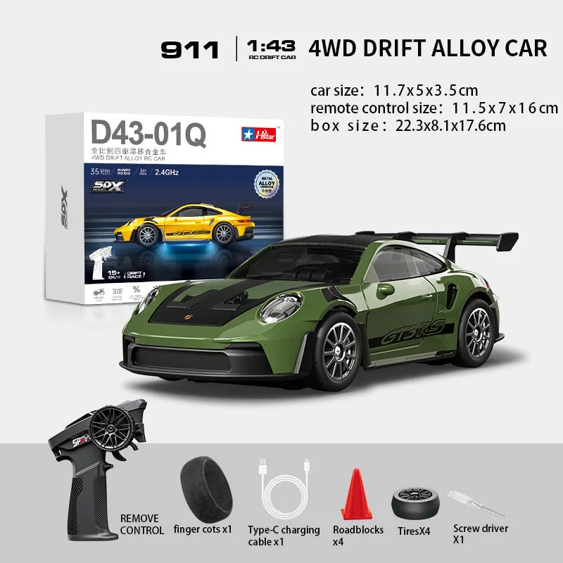 Macro Star D43 RC Drift Car - Eye-Catching Luminous 1:43 Alloy Model