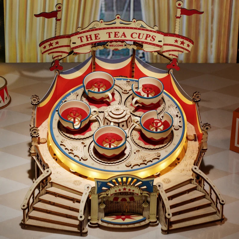 Robotime Tilt-A-Whirl Wooden Puzzle Toy - Fun 3D Building Kit