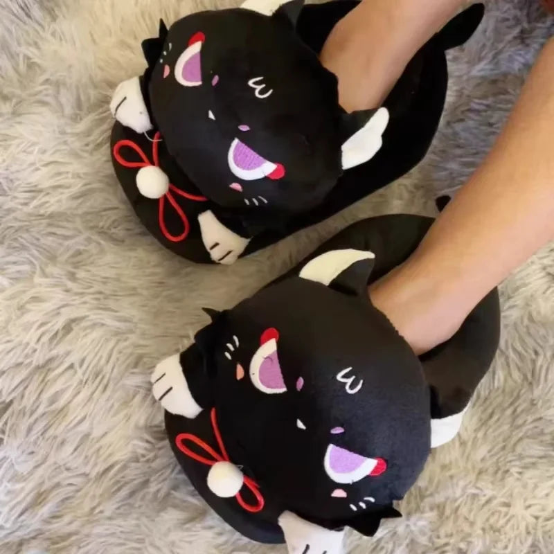 Cozy Genshin Impact Plush Slippers for Anime Fans - Scaramouche & Xiao