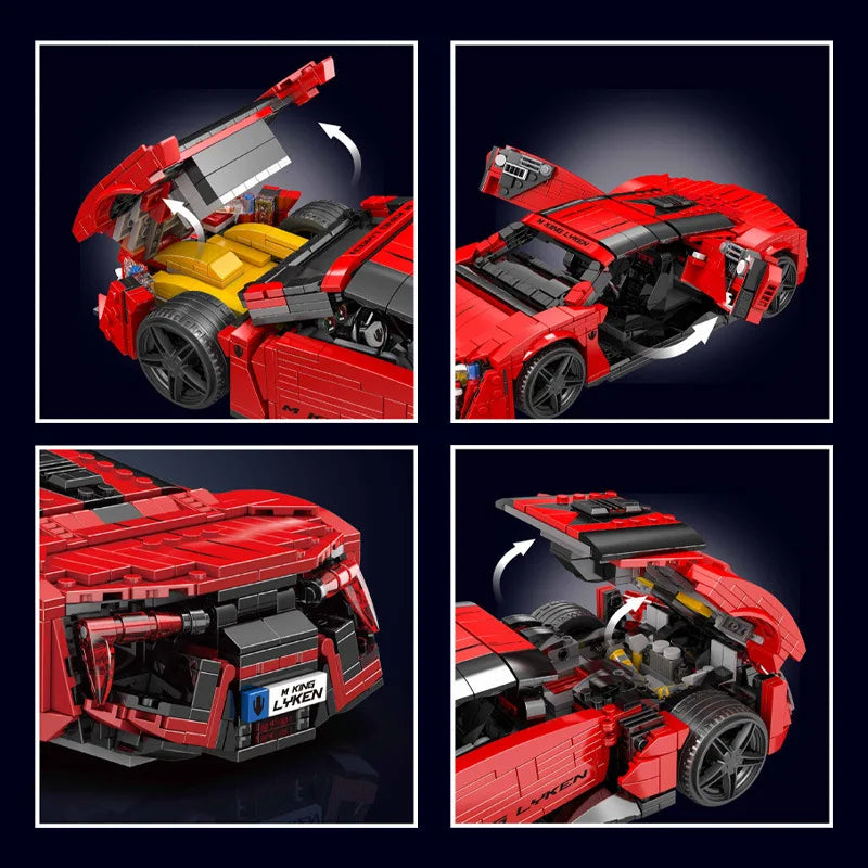 Red Lykan Sport Racing Car Building Block Set - Fun for Kids!