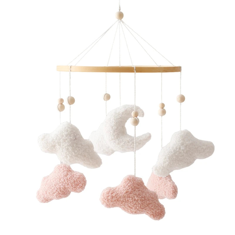 Dreamy Wooden Crib Mobile with Soft Felt Cartoon Bear & Gentle Bells