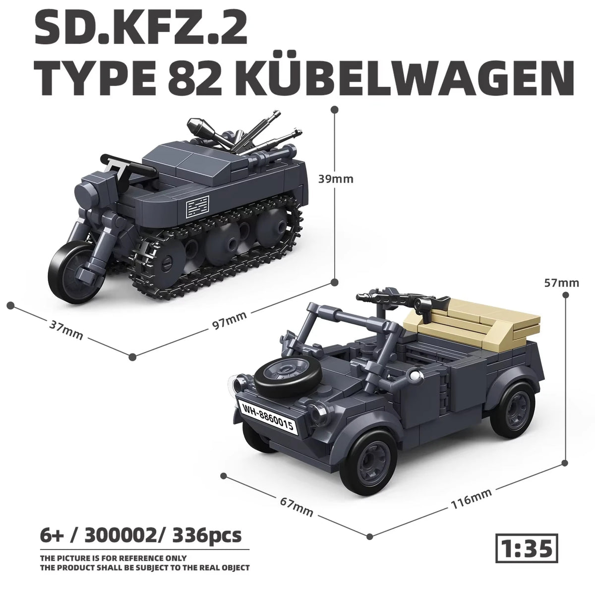 MOC Military Classic Kübelwagen & Sd.Kfz.2 Building Block Set