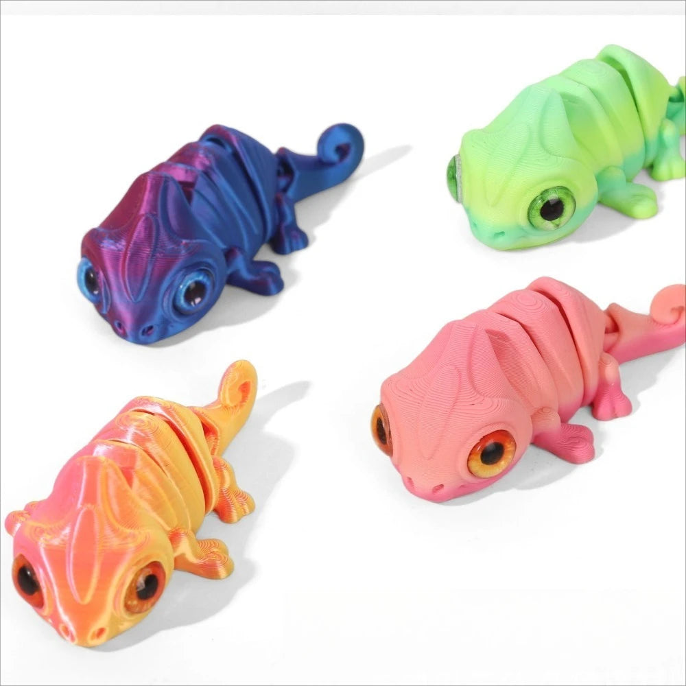 Multi-Joint 3D Printed Chameleon Figures - Unique Home Decor & Gift