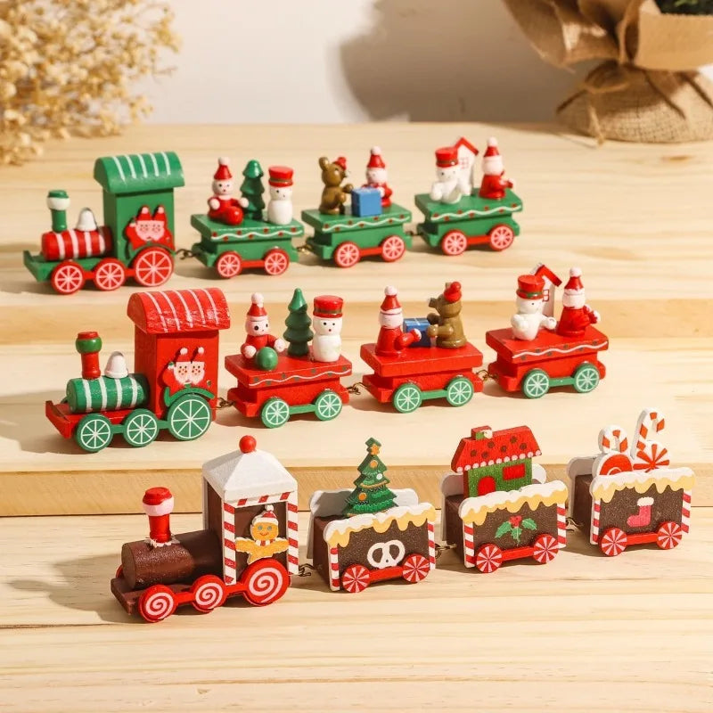 Charming Wooden Christmas Train Ornament for Festive Home Decor