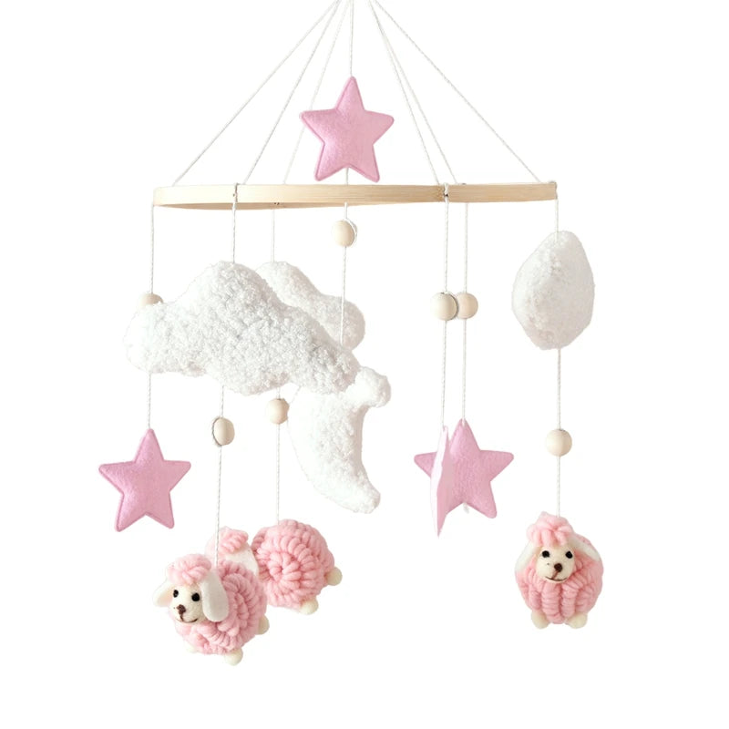 Dreamy Wooden Crib Mobile with Soft Felt Cartoon Bear & Gentle Bells