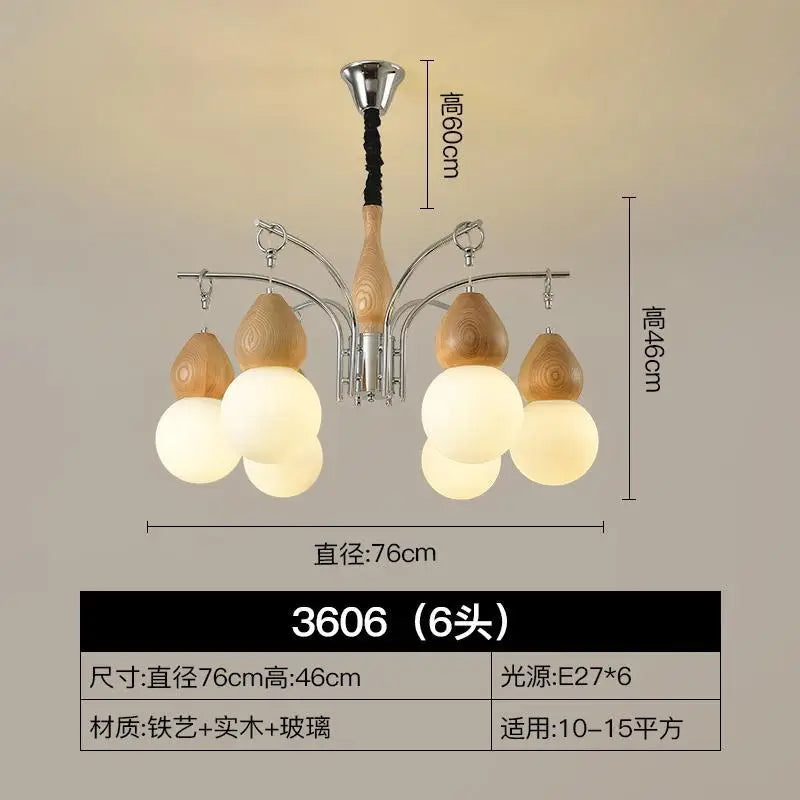 Elegant Walnut Chandelier | Eye Protection Pendant Light for Home