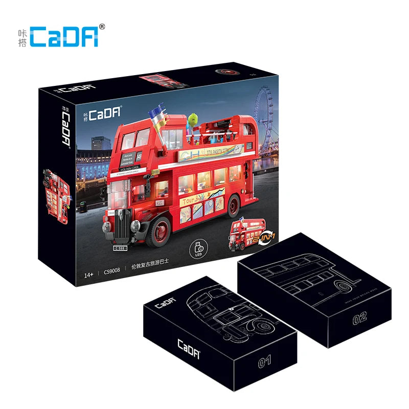 Cada London Double Deck Bus Building Blocks - Creative Playset for Kids