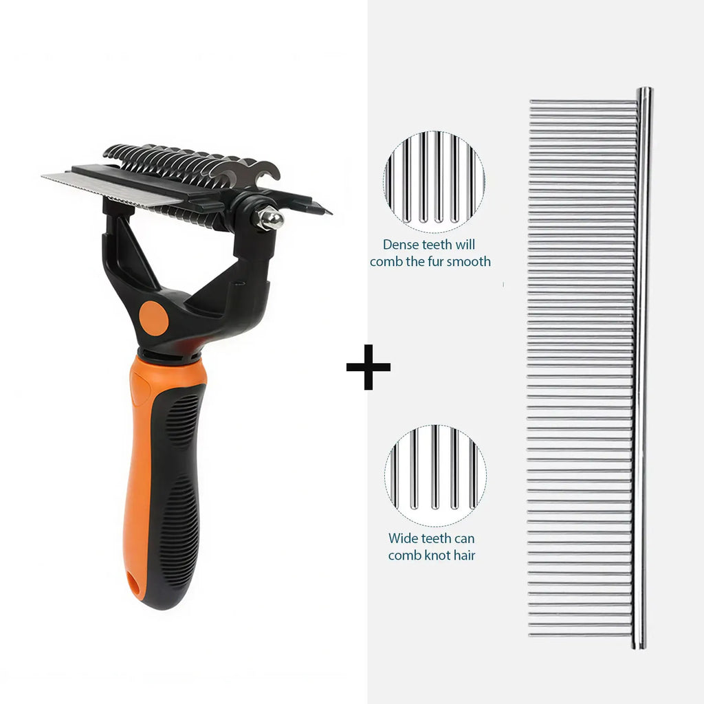 3-in-1 Pet Deshedding Brush & Fur Remover for Dogs and Cats