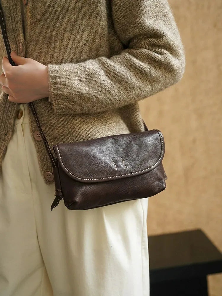Artistic Mini Leather Shoulder Bag - Durable & Stylish Cell Phone Case
