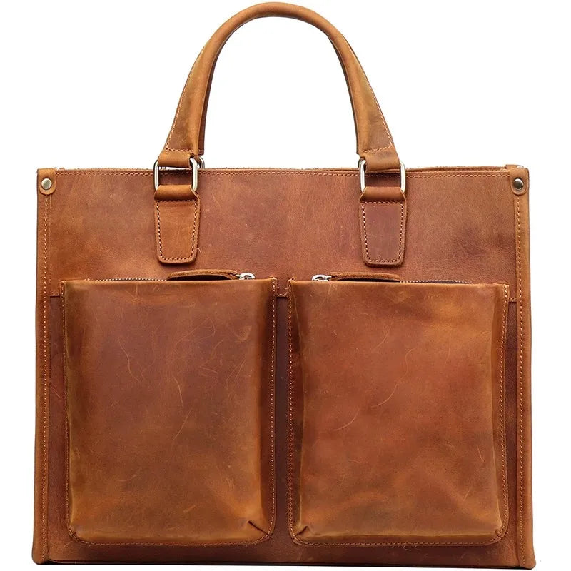 Vintage Leather Shoulder Bag - Stylish & Durable Business Briefcase