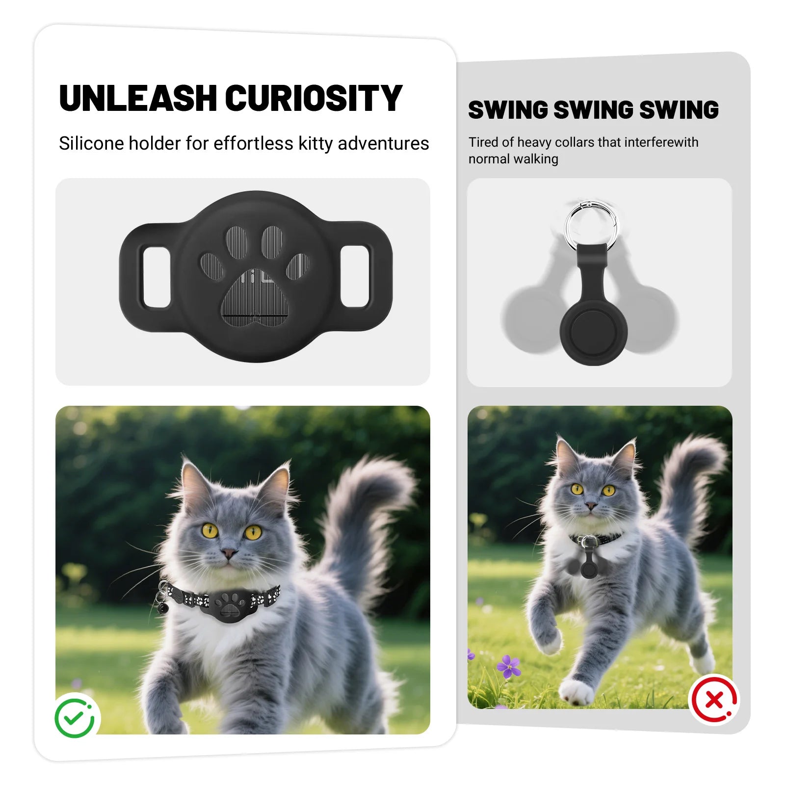 MiLi Pet Tracker Tag with Adjustable Cat Collar | GPS Locator