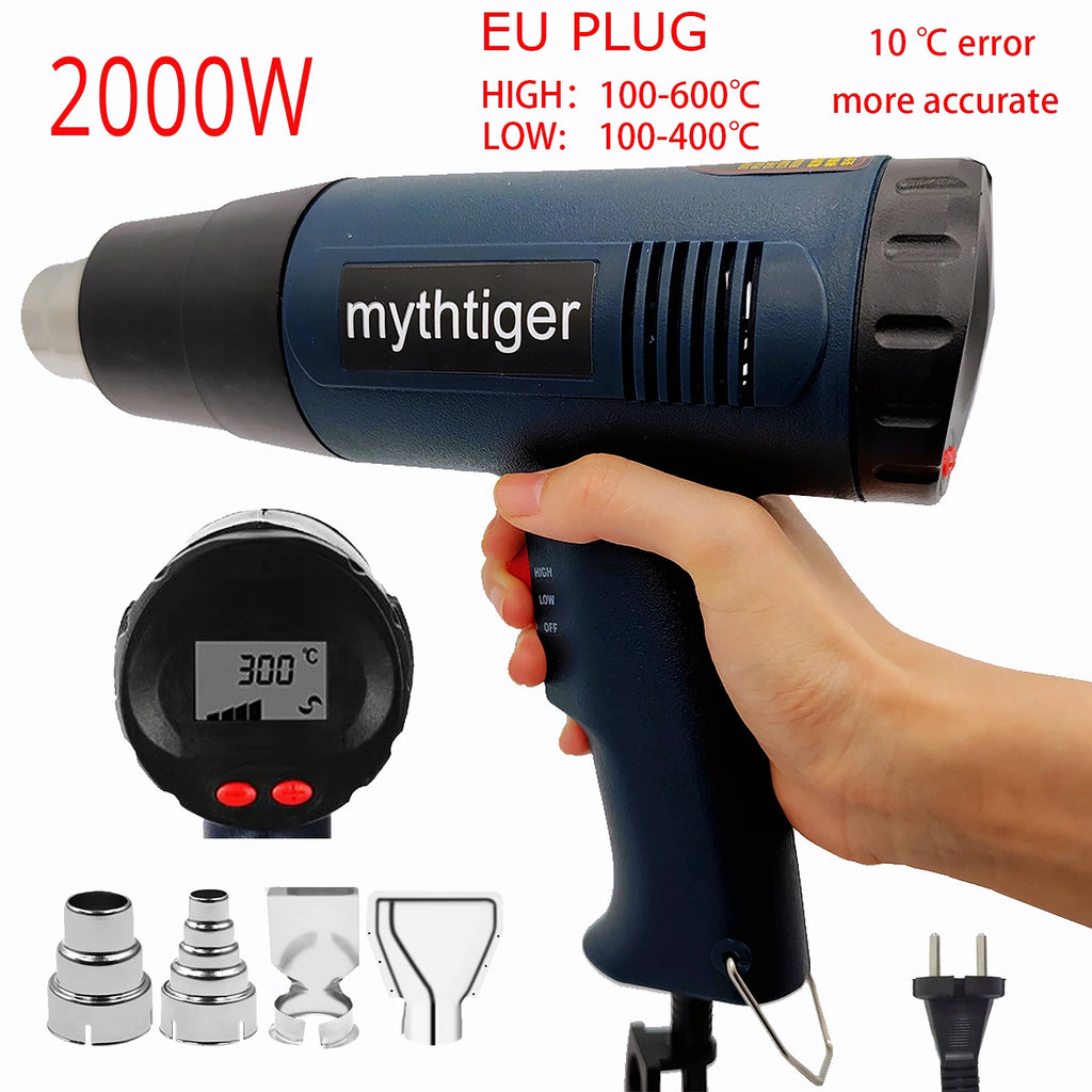 2000W Digital LCD Heat Gun - Industrial Hot Air Gun for DIY & Crafts