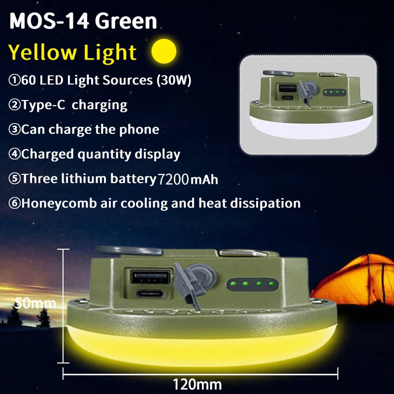 Rechargeable 30W LED Lantern - Portable Camping Light with USB Charging