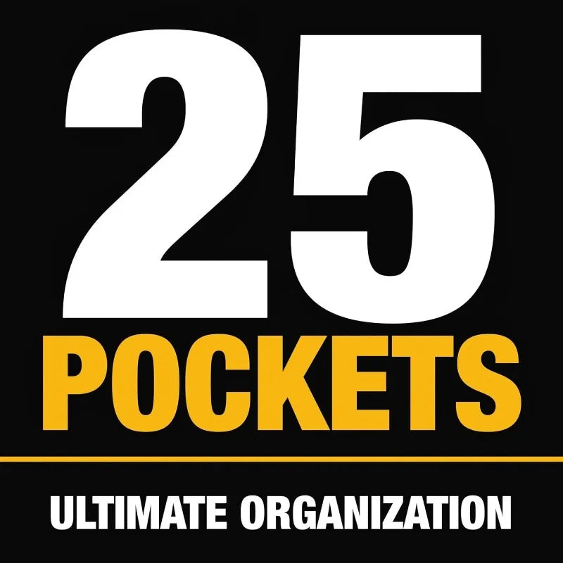 DEWALT Professional Tool Rig with Suspenders – 25 Pockets Heavy Duty